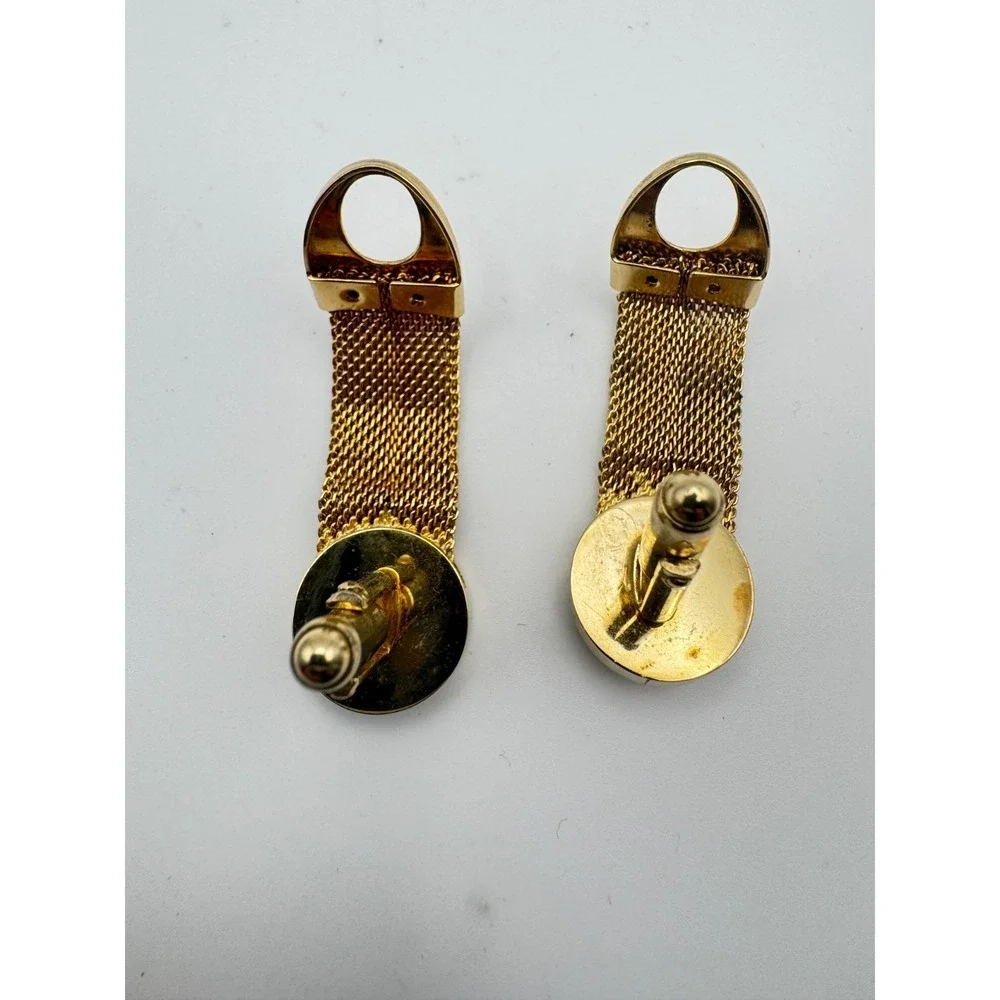 Vintage Anson Cufflinks Mesh Gold Tone Brushed Sunburst MCM